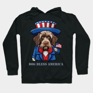 Funny 4th of July Wirehaired Pointing Griffon Dog Bless America Hoodie